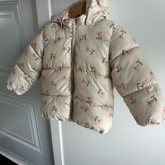 H&M Cream Floral Kids Puffer Jacket - Picture 1 of 2